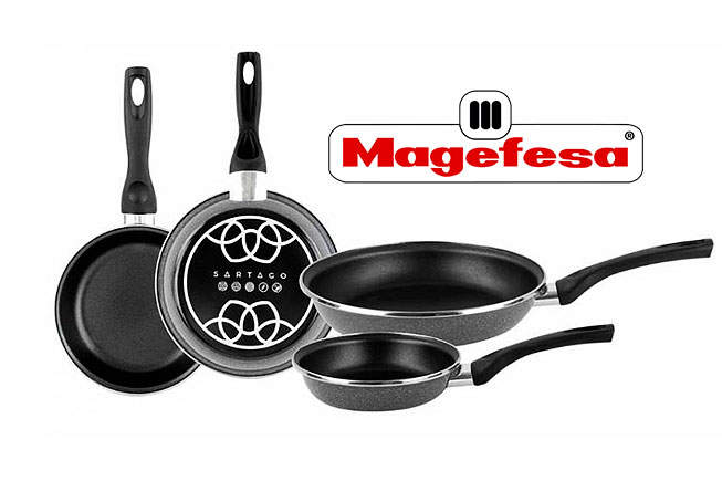 MAGEFESA ® Sabor set de sartenes 18 + 22 cm, antiadherente triple capa,  fabricada en acero inoxidable, compatible con todo tipo de fuego y  lavavajillas, incluido inducción, fácil limpieza - Menajeando