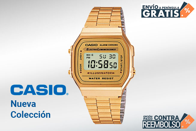 Reloj Casio retro dorado efecto espejo A168WEGM-9EF